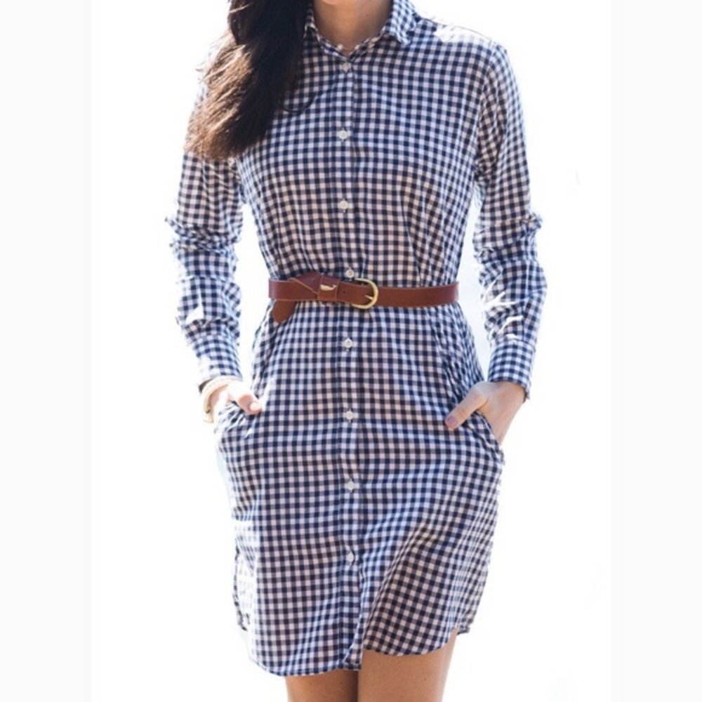 Gingham Kiel James Patrick Scalloped shirt dress